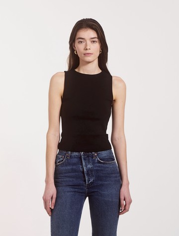Maya Cropped Tank in Black - Organic Cotton Ninety Percent