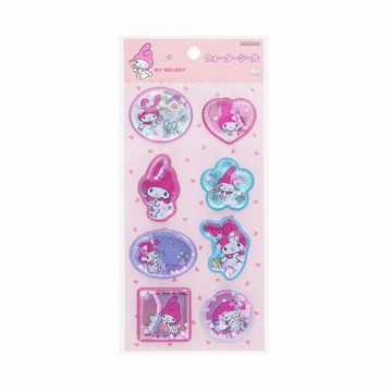 小禮堂 Sanrio 三麗鷗 美樂蒂 造型亮片貼紙 (粉帽款)