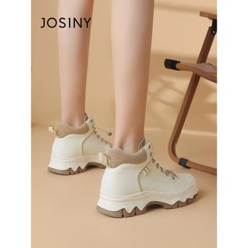 (免運)卓詩尼高幫女鞋短靴春秋單靴馬丁靴2025新款靴子爆款休閑厚底女靴