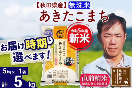 ＜新米＞秋田県産 あきたこまち 5kg(5kg小分け袋)令和5年産 お届け時期選べる お米 みそらファーム 発送時期が選べる