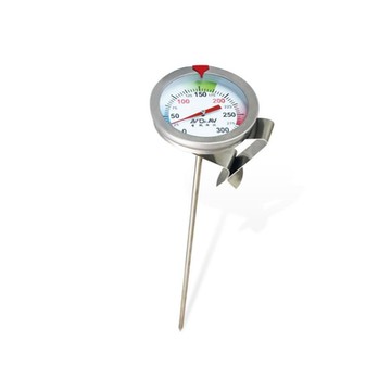 【聖岡科技Dr.AV】GE-315D多用途 不鏽鋼 探針式 溫度計(玻璃面板 可測達300度 探針長14.5cm手動定溫指標 可調式鍋夾設計 免電池)