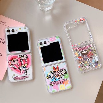 飛天小女警適用三星zflip5手機殼折疊屏zflip5保護套軟邊亞克力zflip5防摔殼創意卡通W24 Flip可愛女款翻蓋
