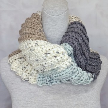 美拉德色系段染單圈交叉保暖毛線脖圍 圍脖 小圍巾