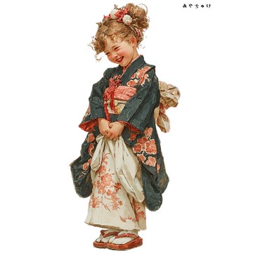 【12月新品4】07-114-0314 人物貼紙 和服復古