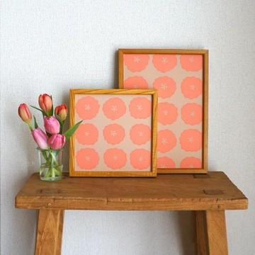 「kasumi sou dot ( beige orange )」20cm 正方形/A4 海報