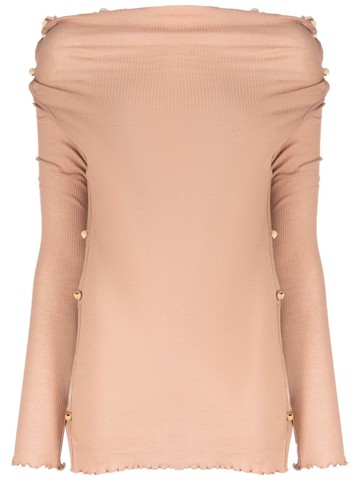 Baserange - Tav bead-embellished ribbed-knit jumper - women - Cotton/Recycled Cotton - M - Pink