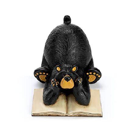 Dreaming of a Good Book Bear ミッドナイトブラック 8インチ ハンドキャスト 樹脂ストーン ブックエンド［並行輸入品］