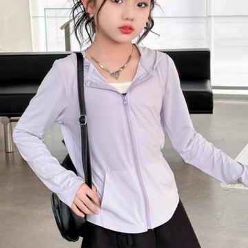 兒童防曬衣 女童夏季防曬服 戶外防曬外套 涼感透氣薄外套 輕薄連帽防曬衣 大童防曬服 童裝運動外套【不二雜貨】