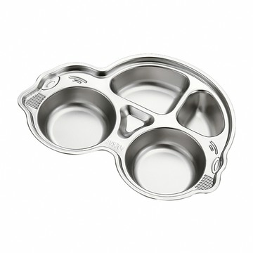 【媽媽咪呀】304不鏽鋼兒童餐盤1入2入任選 不銹鋼分隔餐盤 (營養午餐盤 卡通餐盤 兒童餐具 不銹鋼餐具)小熊三格(中號)x2