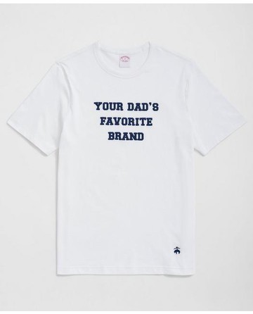 Brooks Brothers Men's Your Dad's Favorite Brand Cotton T-Shirt | White | Size Medium