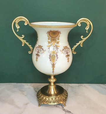 包郵純銅配玻璃花瓶歐式美式法式軟裝客廳餐廳辦公室家居招財擺件