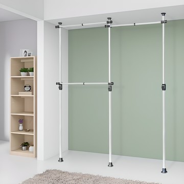 gahwahomesys 基本款 3層吊衣桿  寬度 150-240公分 x 高度 150-250公分  象牙白