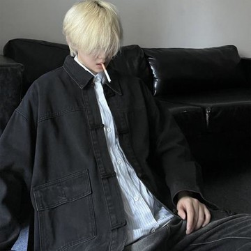 牛仔外套男款美式潮牌復古水洗上衣男春秋高級感痞帥男裝翻領夾克