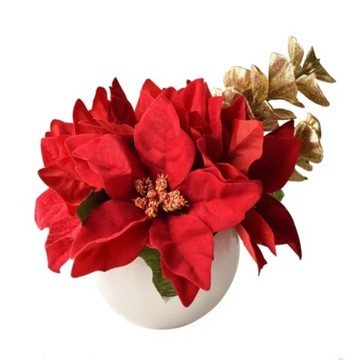 Meric Garden 高仿真 台灣手工限定聖誕紅小盆栽  紅色  1個