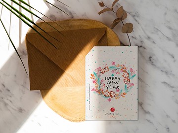 新年快樂先說先贏 手繪花草洛可可草莓WELKIN聖誕卡片【CM17098】