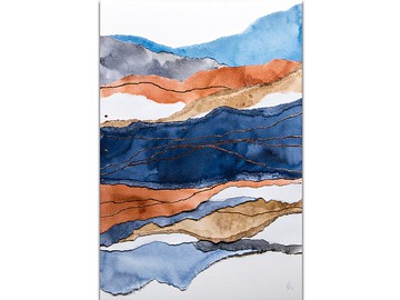 抽象山水畫原創藝術混合媒體作品拼貼技術