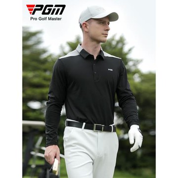 PGM 高爾夫服裝男長袖T恤秋冬季運動上衣男裝衣服polo衫拼色百搭