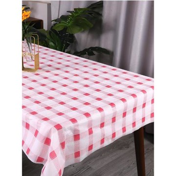 加厚無塑料感一次性桌布紙塑防水防油免洗長方形圓桌餐布臺布紅格