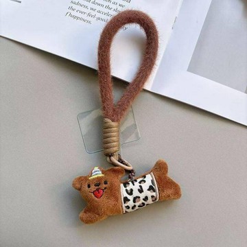 【新品台出】ins卡通長條動物毛絨手機掛飾手提通用鑰匙扣掛鏈短款公仔掛繩手機繩 手機吊繩 手機掛繩短