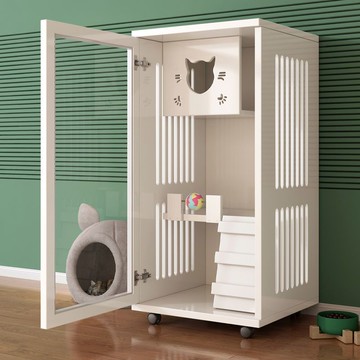 免運 開立發票 實木貓別墅家用貓籠室內貓柜子貓屋貓咪別墅一體式豪華貓窩貓房子 快速出貨