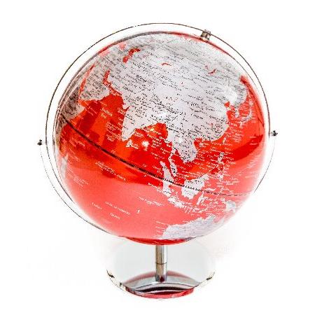 Red ＆ Silver Globe of The World 12"