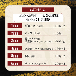 ホテルクオリティおおいた和牛・大分県産豚　食べつくしセット（６回）_B028-011