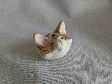 手捏陶貓線香座  居家擺飾  辦公室療癒小物