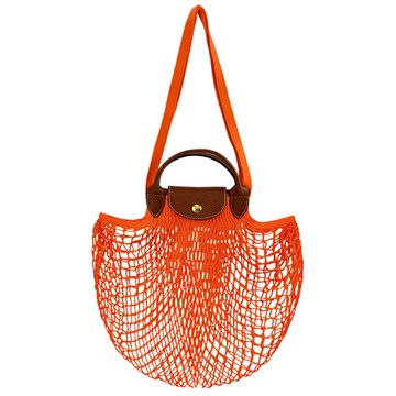 [平輸版]LONGCHAMP LE PLIAGE FILET系列網狀棉質兩用包(柳橙)真品平輸
