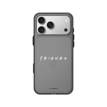 iPhone 17 Pro Max Clear (相機按鈕) 酷墨灰 - Friends - 六人行Logo(白）