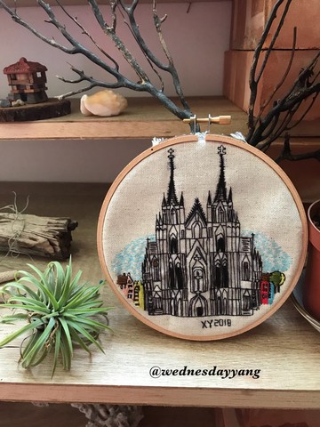 Cologne Cathedral Embroidered 科隆大教堂手工刺繡掛畫