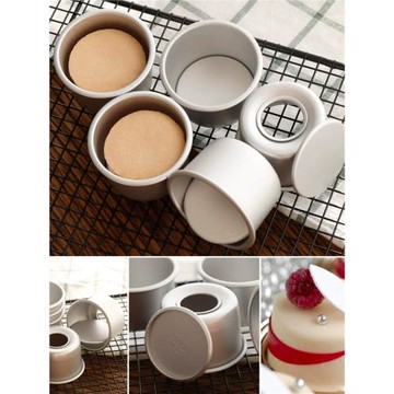 2寸圓形陽極活底蛋糕模小慕斯布丁工具烤箱家用戚風模5個烘焙模具