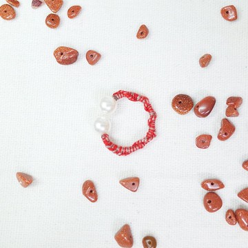 手編開口戒指 麻花紅