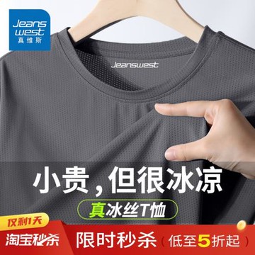 JR真維斯冰絲速干t恤男夏季運動男士短袖t透氣男款網眼薄款跑步衣