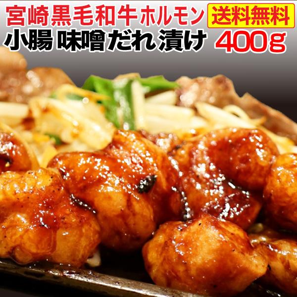 黒毛和牛 ホルモン 焼き肉 小腸 味噌だれ漬け 400g 宮崎県産 送料無料 BBQ おつまみ おかず クール便