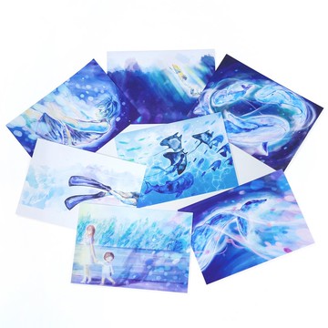 【關於52赫茲鯨魚 我想說的是】 水彩插畫 明信片 一套七款