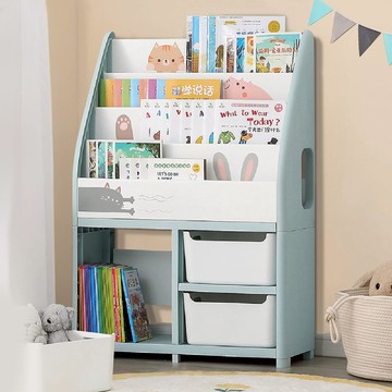 萌想樂園兒童玩具繪本分類收納櫃(1大格+2小格+2儲物凳)-DIY 躲貓貓