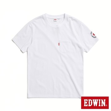 EDWIN 男裝 鳳梨纖維基本口袋短袖T恤 (白色)