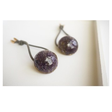 深紫色晶球髮繩 | 真花樹脂髮飾 | 髮圈 | hair tie/elastic