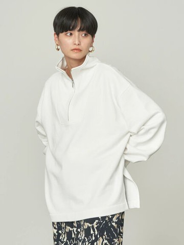 休閒半拉鍊高領素面長版上衣(HC41L1G0200) - AMERICAN HOLIC