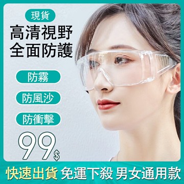 現貨 多功能護目鏡 防霧款透明防塵護目鏡男女均可通用百葉窗防護眼鏡防護防噴濺防飛沫護目鏡