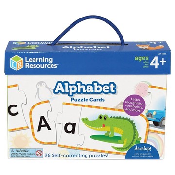 Learning Resources 26個自我修正拼圖 字母識別和詞彙  1組  大小寫字母拼圖卡 多色