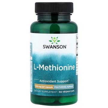 Swanson Vitamins, L-蛋氨酸，含 AjiPure®，500 毫克，60 粒全素膠囊