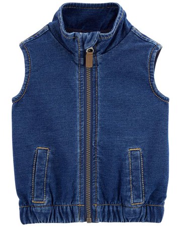Baby Zip-Up Knit Denim Vest
