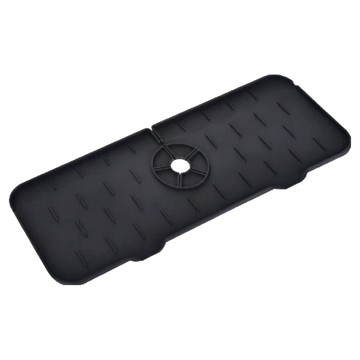 KM 生活 廚房衛浴水龍頭防濺矽膠瀝水水槽墊清潔墊  36.5 x 13 x 0.5cm  啞光黑  1個