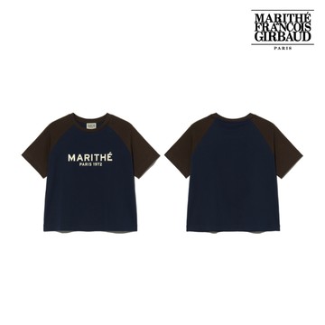 【MARITHE FRANCOIS GIRBAUD】官方旗艦 女版拼接色REGULAR LOGO短版TEE 棕色