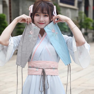 改良漢服腰帶女配飾日常百搭腰封 雙色茶果繡花復古腰帶服飾配件1入