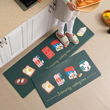 廚房地墊 防滑防油防水簡約現代家用免洗加厚PVC皮革腳墊子可擦洗