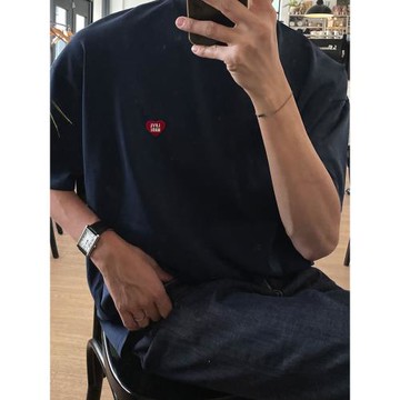 t恤男夏季純棉寬松純棉字母印花體恤重磅300g新款休閑短袖潮流ins