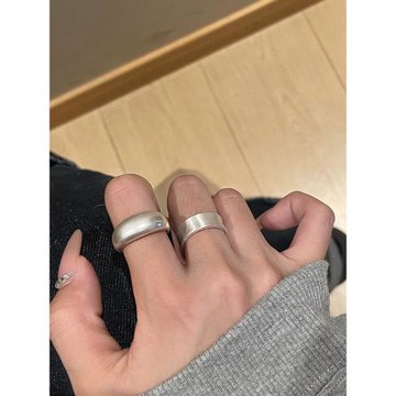 TITI 極簡輕奢泥鰍背啞光銀色戒指素圈寬面開口ins小眾設計冷淡風