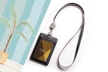 真皮i好戴伸縮識卡套組/精緻迷你拉環/領結波士頓_AMDH10